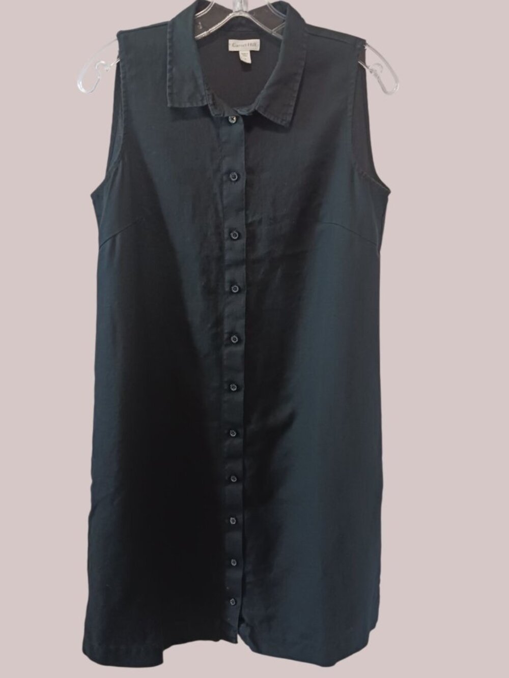 Garnett hill classic linen shirtdress Preppy classic  black Size 6 - Picture 2 of 8